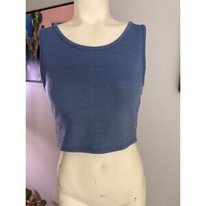Roxy Blue Wrap Back Cropped Tank Top Athletic Yoga Activewear L